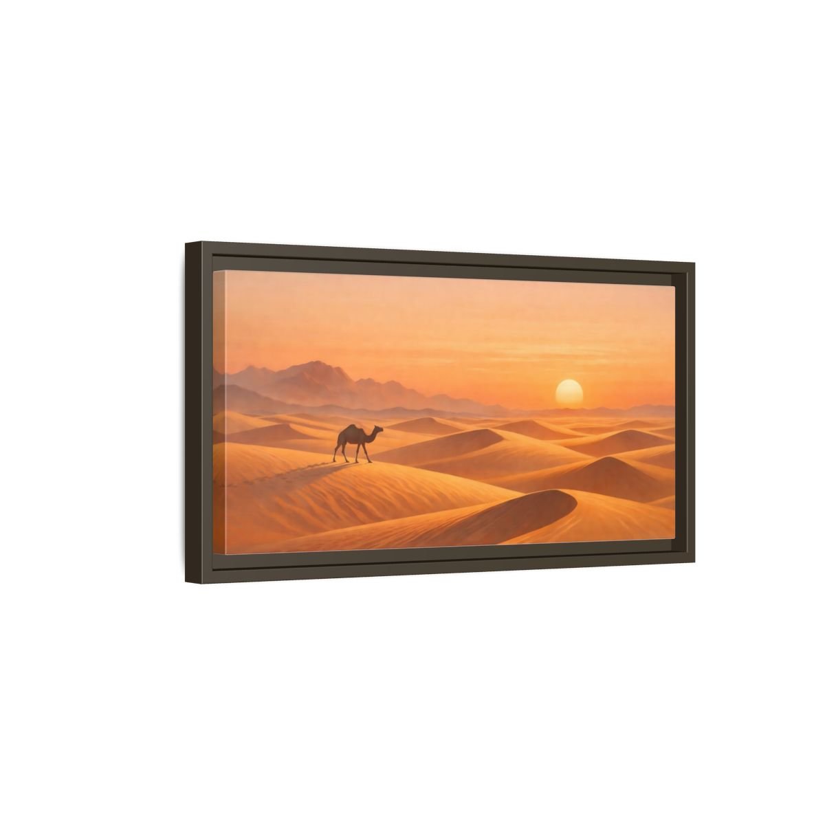 Landscape Nature Desert Camel Orange - Framed Canvas Wall Art Print - YesArtYes