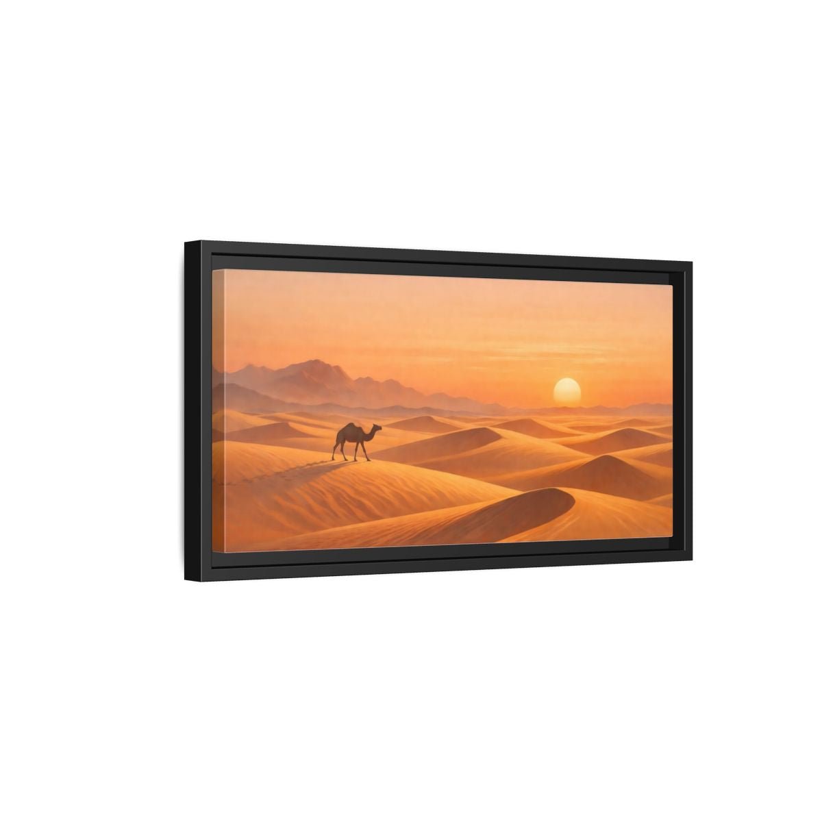 Landscape Nature Desert Camel Orange - Framed Canvas Wall Art Print - YesArtYes