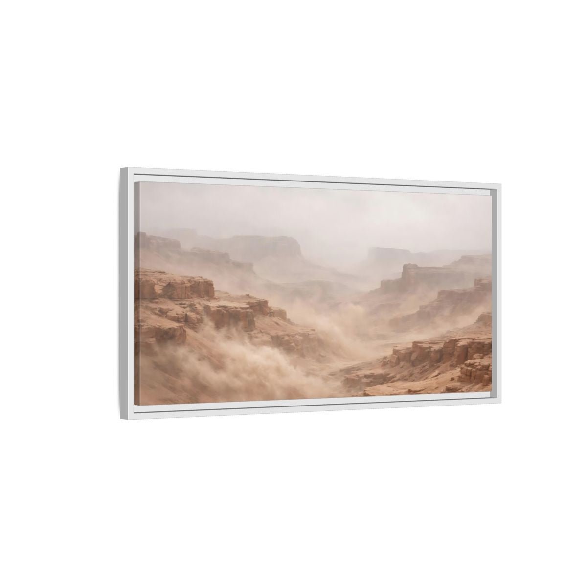 Landscape Nature Desert Canyon Brown And - Framed Canvas Wall Art Print - YesArtYes