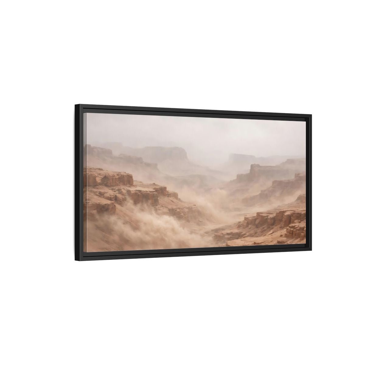 Landscape Nature Desert Canyon Brown And - Framed Canvas Wall Art Print - YesArtYes