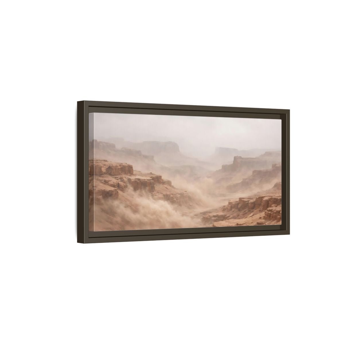 Landscape Nature Desert Canyon Brown And - Framed Canvas Wall Art Print - YesArtYes