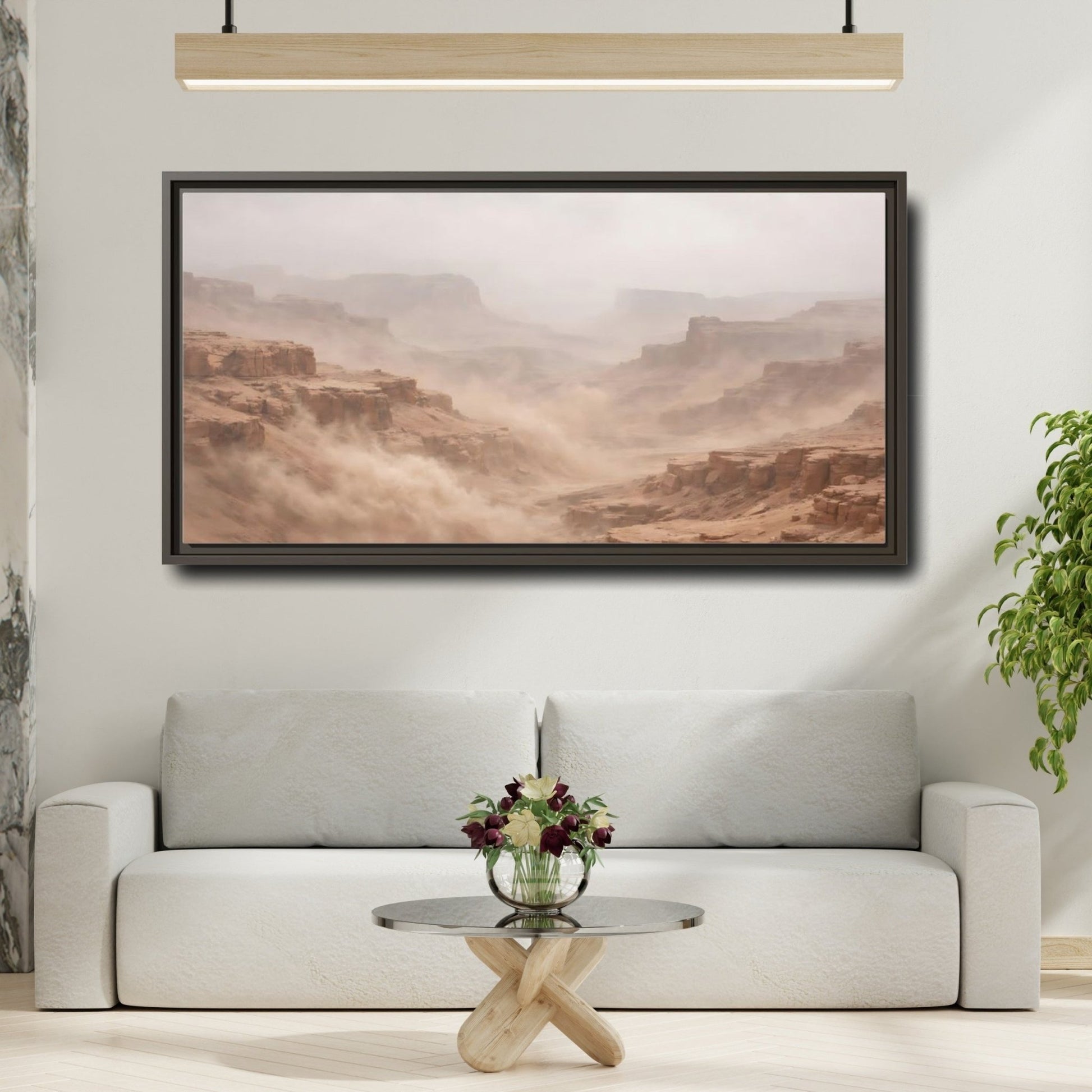 Landscape Nature Desert Canyon Brown And - Framed Canvas Wall Art Print - YesArtYes