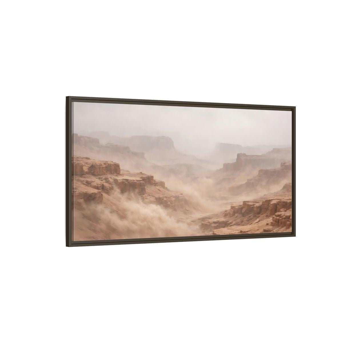 Landscape Nature Desert Canyon Brown And - Framed Canvas Wall Art Print - YesArtYes