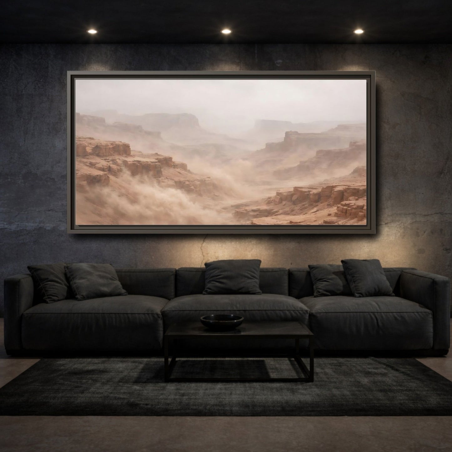 Landscape Nature Desert Canyon Brown And - Framed Canvas Wall Art Print - YesArtYes
