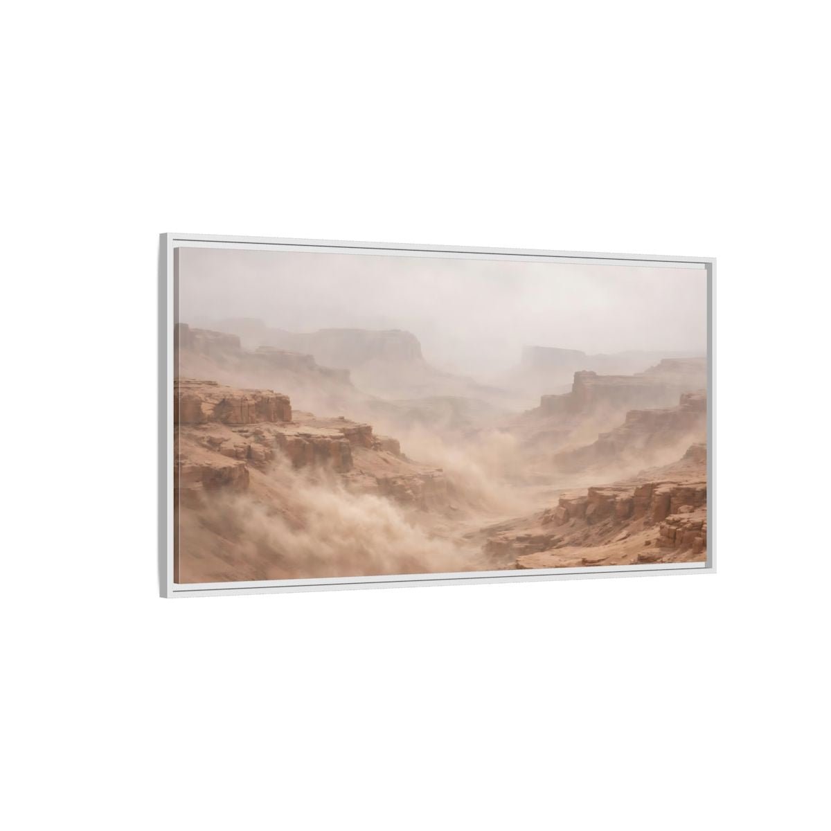 Landscape Nature Desert Canyon Brown And - Framed Canvas Wall Art Print - YesArtYes