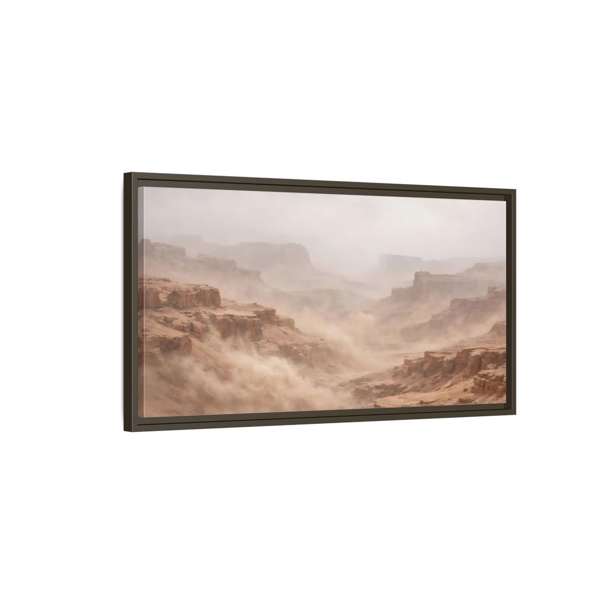 Landscape Nature Desert Canyon Brown And - Framed Canvas Wall Art Print - YesArtYes