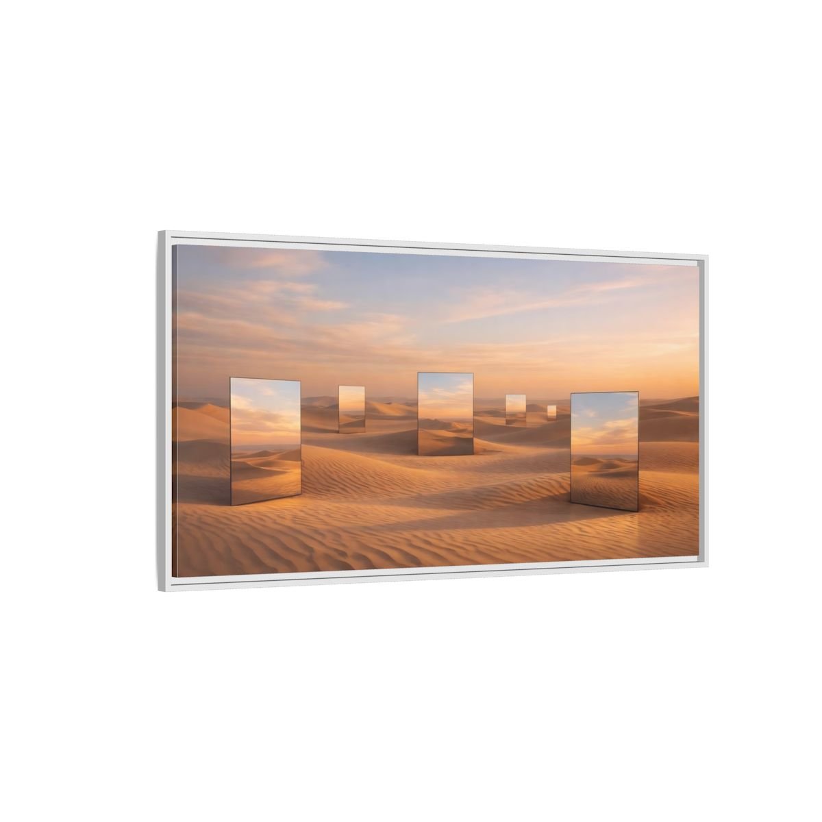 Landscape Nature Desert Mirrors Sunset - Framed Canvas Wall Art Print - YesArtYes