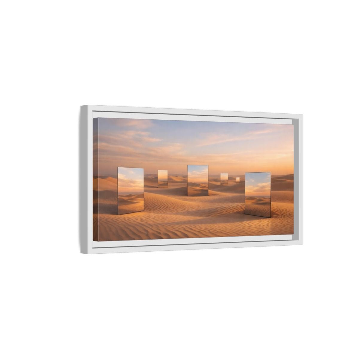 Landscape Nature Desert Mirrors Sunset - Framed Canvas Wall Art Print - YesArtYes