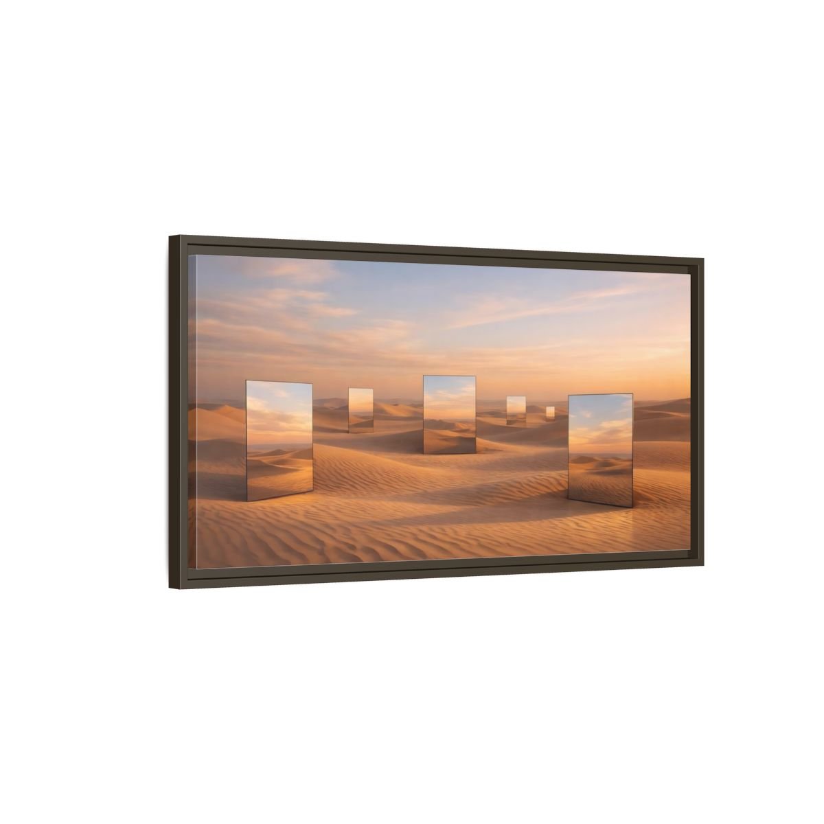 Landscape Nature Desert Mirrors Sunset - Framed Canvas Wall Art Print - YesArtYes