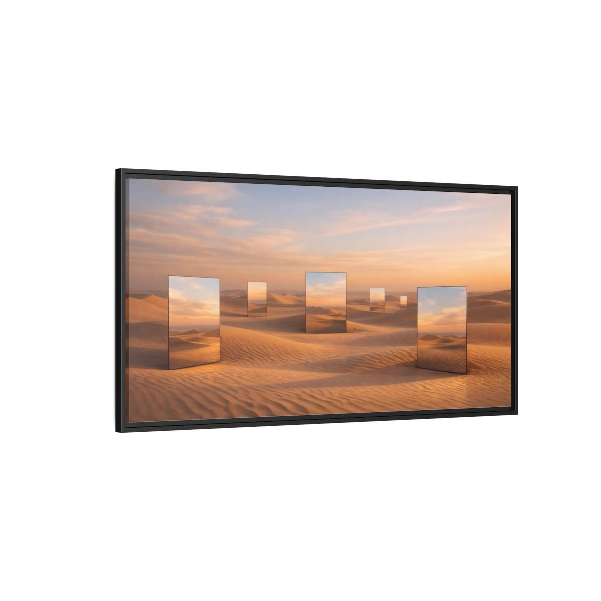 Landscape Nature Desert Mirrors Sunset - Framed Canvas Wall Art Print - YesArtYes