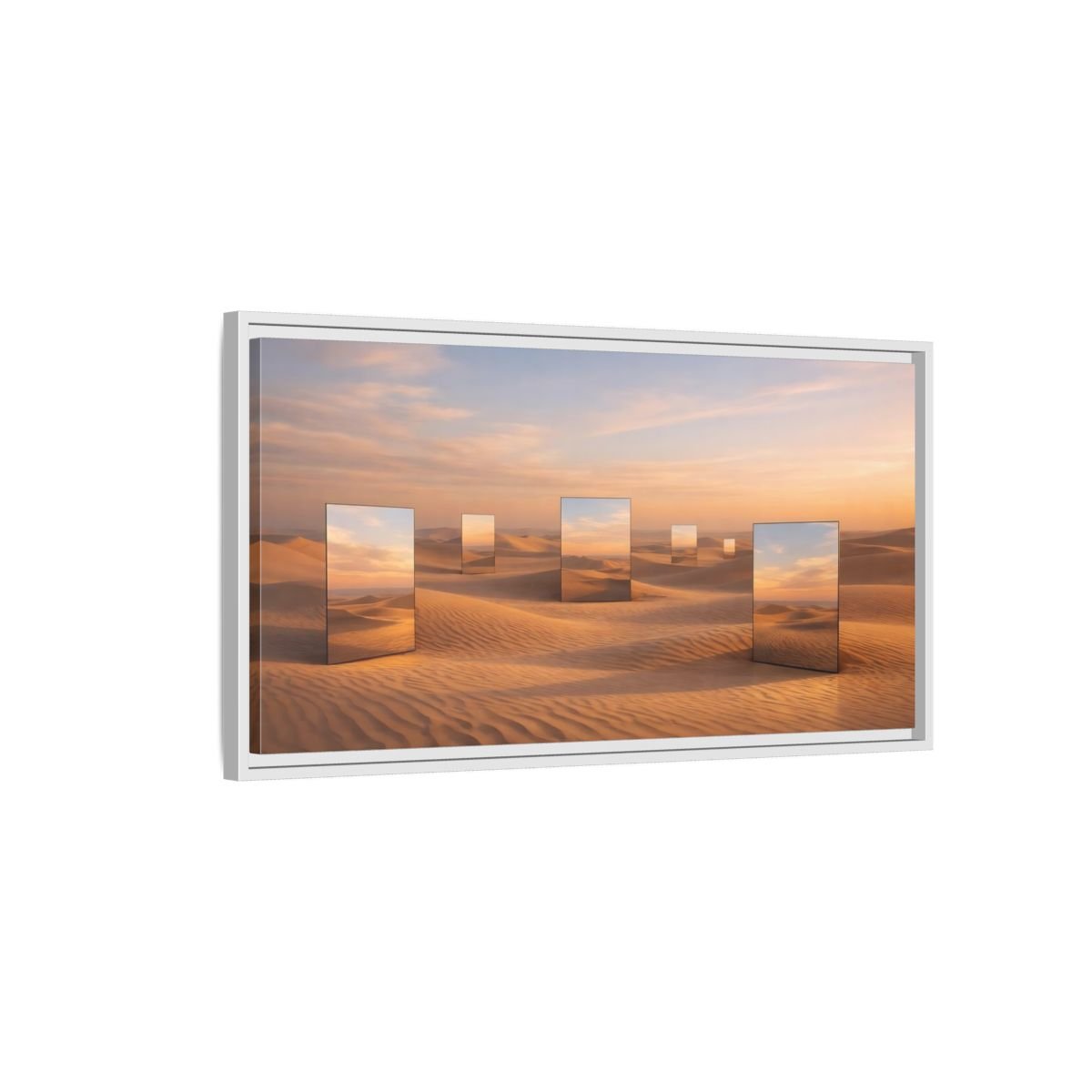 Landscape Nature Desert Mirrors Sunset - Framed Canvas Wall Art Print - YesArtYes