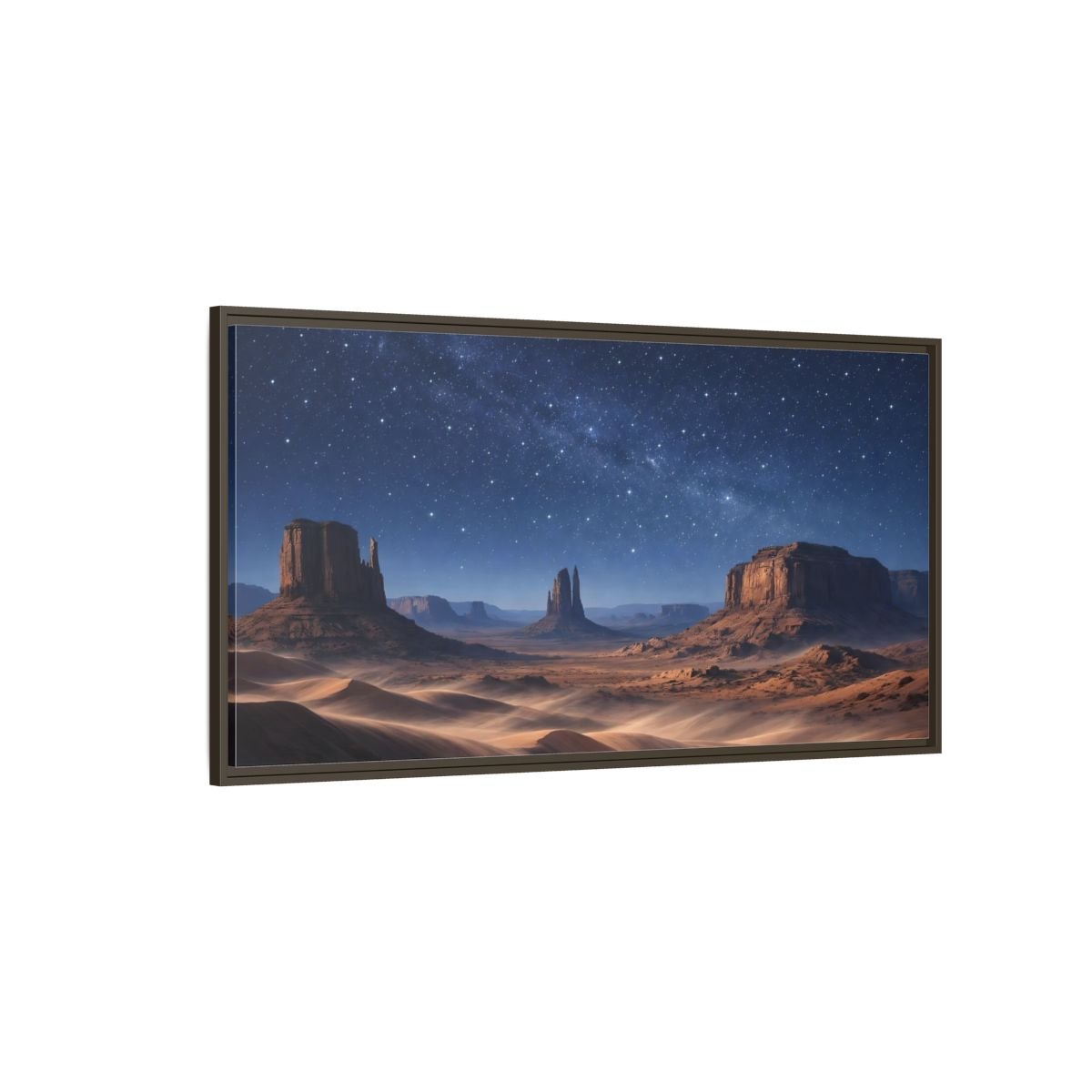 Landscape Nature Desert Night Sky - Framed Canvas Wall Art Print - YesArtYes