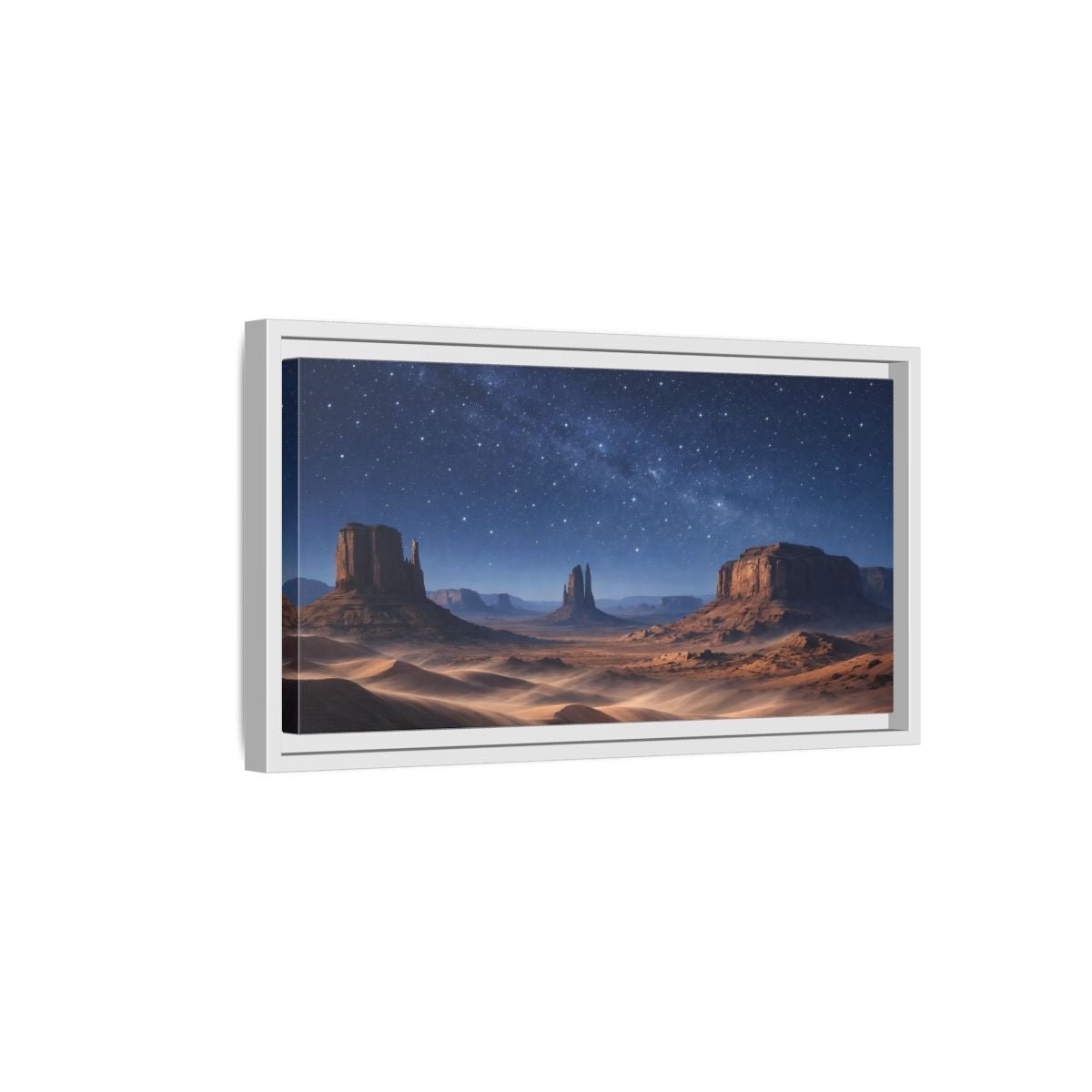 Landscape Nature Desert Night Sky - Framed Canvas Wall Art Print - YesArtYes