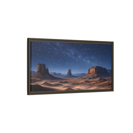 Landscape Nature Desert Night Sky - Framed Canvas Wall Art Print - YesArtYes