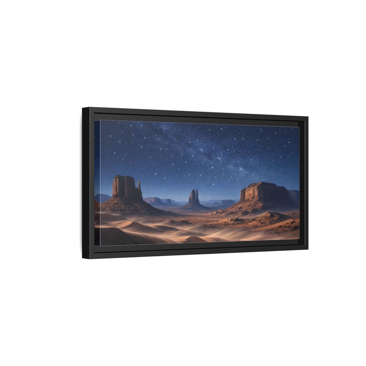 Landscape Nature Desert Night Sky - Framed Canvas Wall Art Print - YesArtYes