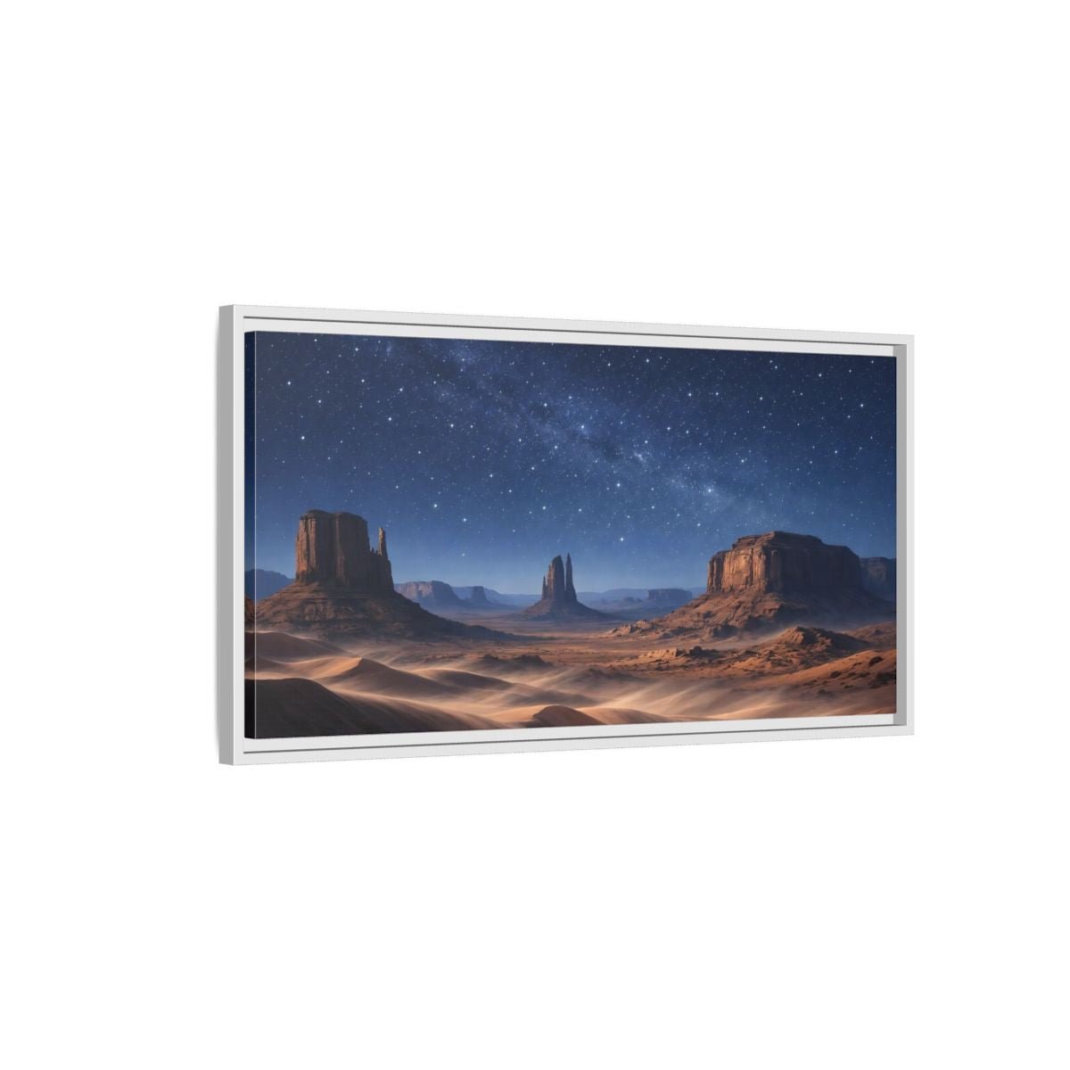 Landscape Nature Desert Night Sky - Framed Canvas Wall Art Print - YesArtYes