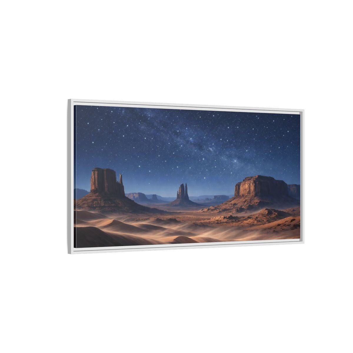 Landscape Nature Desert Night Sky - Framed Canvas Wall Art Print - YesArtYes