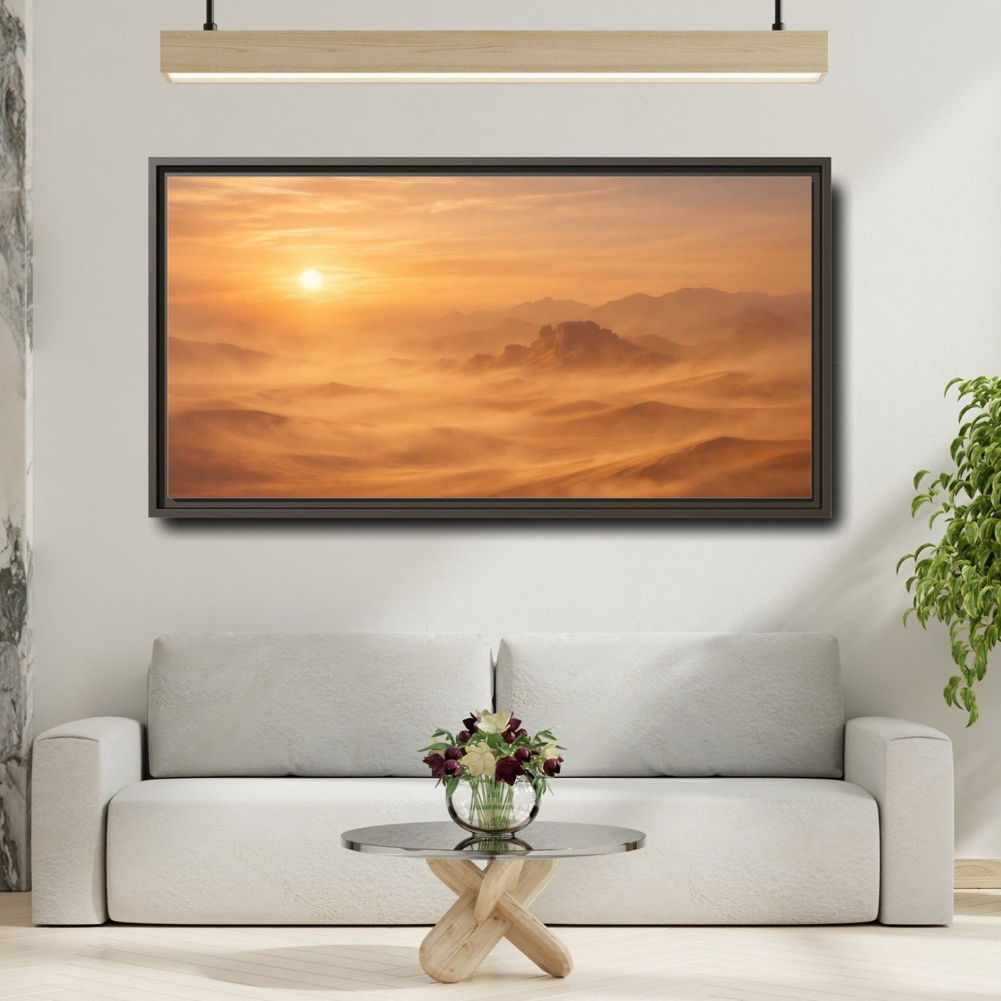 Landscape Nature Desert Orange And Brown - Framed Canvas Wall Art Print - YesArtYes