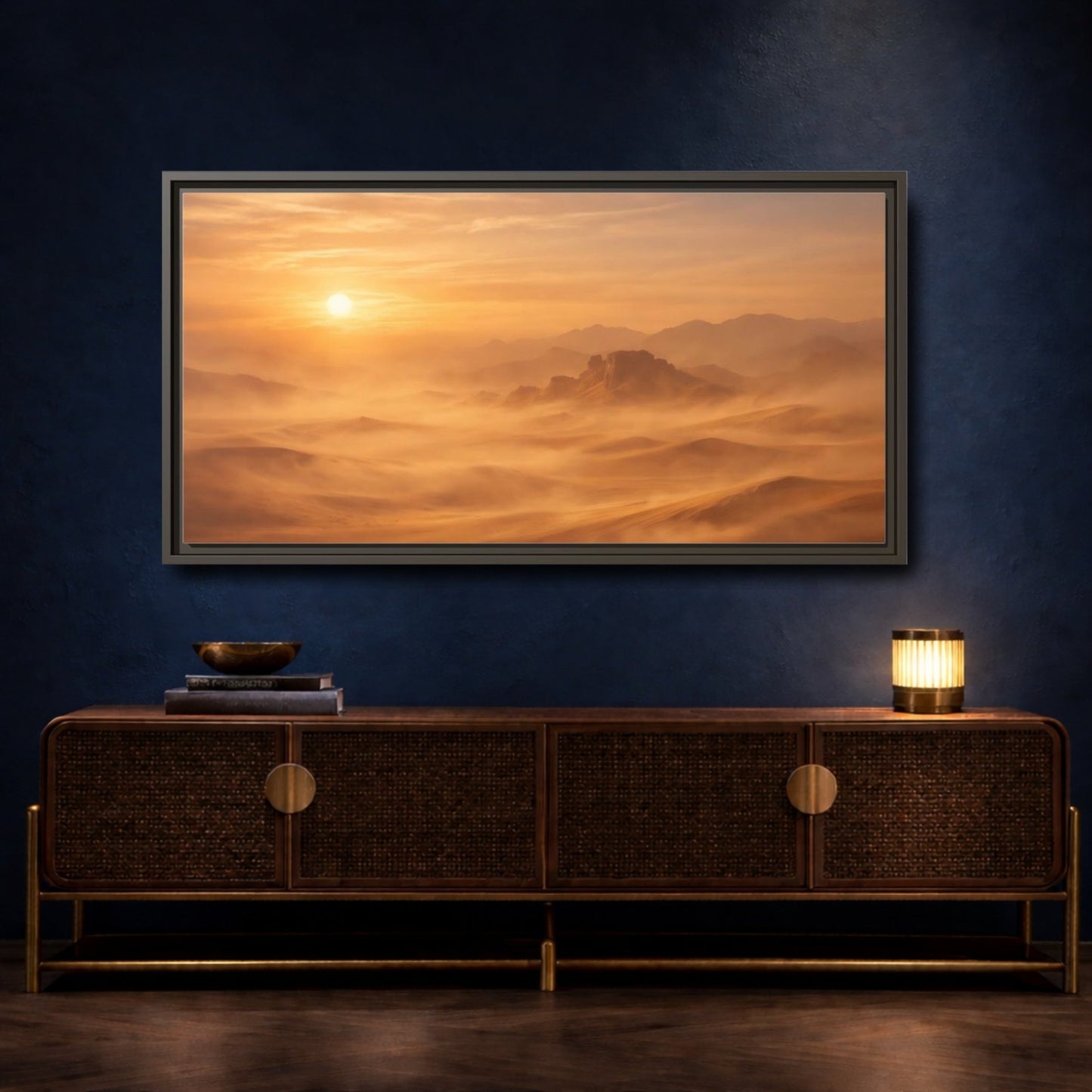 Landscape Nature Desert Orange And Brown - Framed Canvas Wall Art Print - YesArtYes
