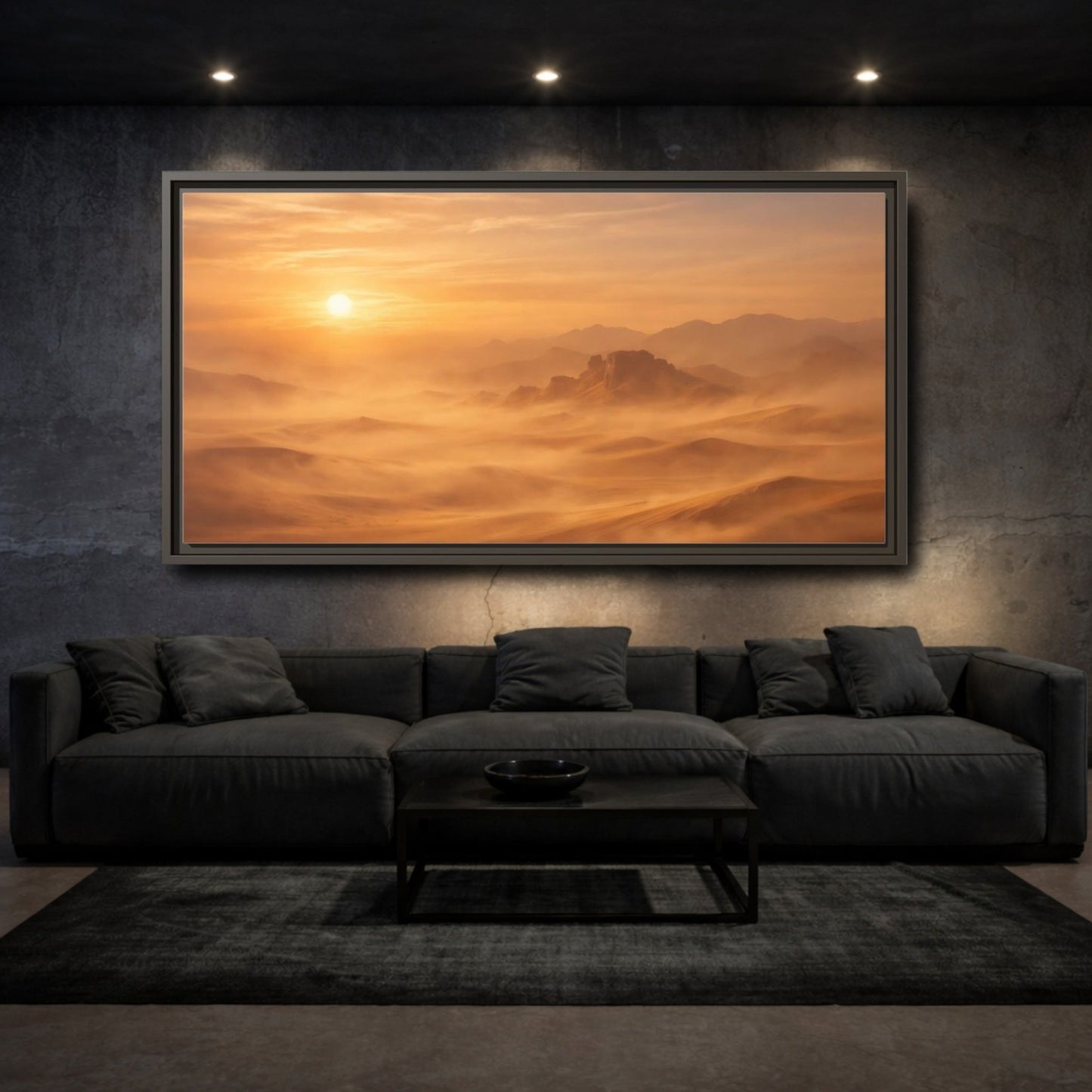Landscape Nature Desert Orange And Brown - Framed Canvas Wall Art Print - YesArtYes