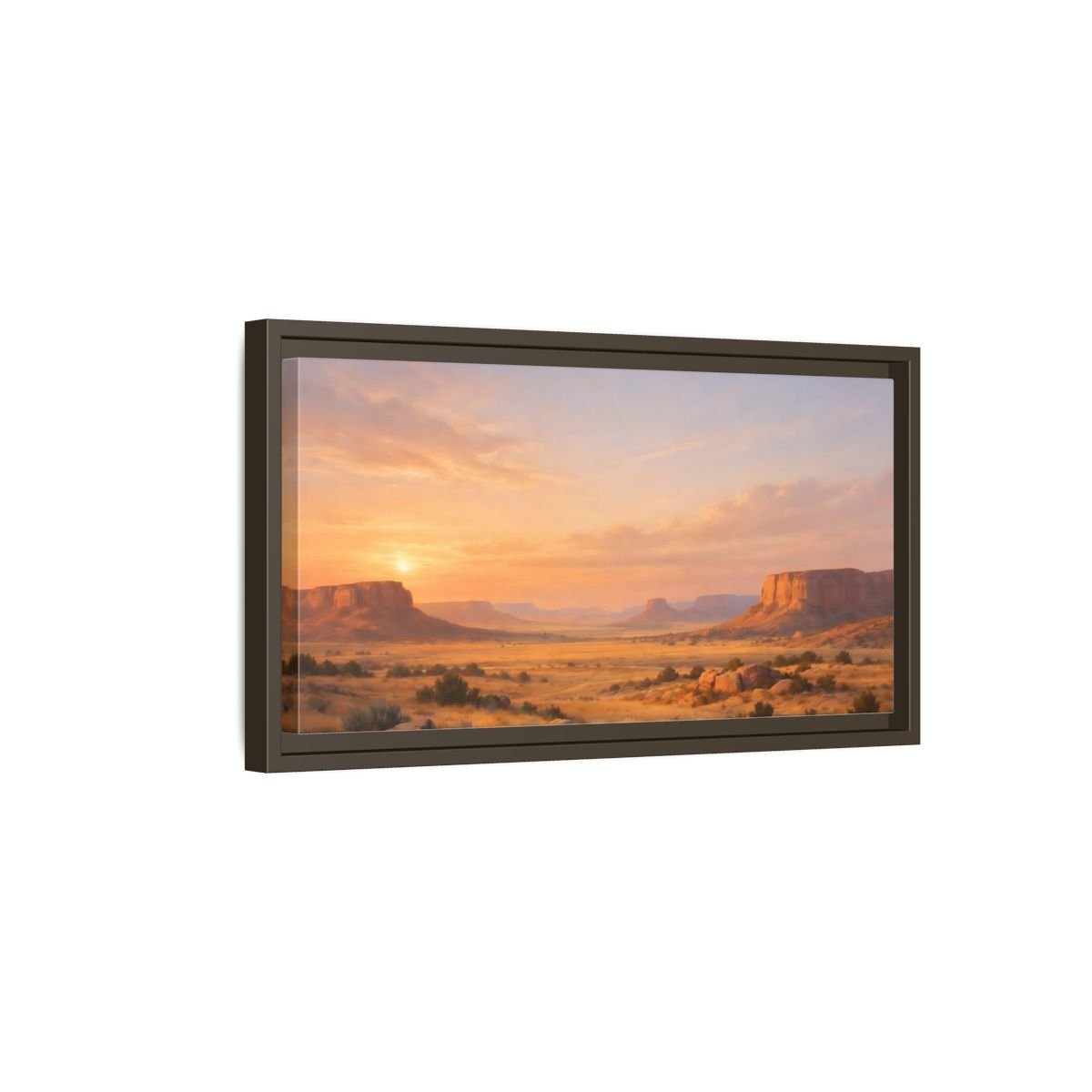 Landscape Nature Desert Orange And Gold - Framed Canvas Wall Art Print - YesArtYes