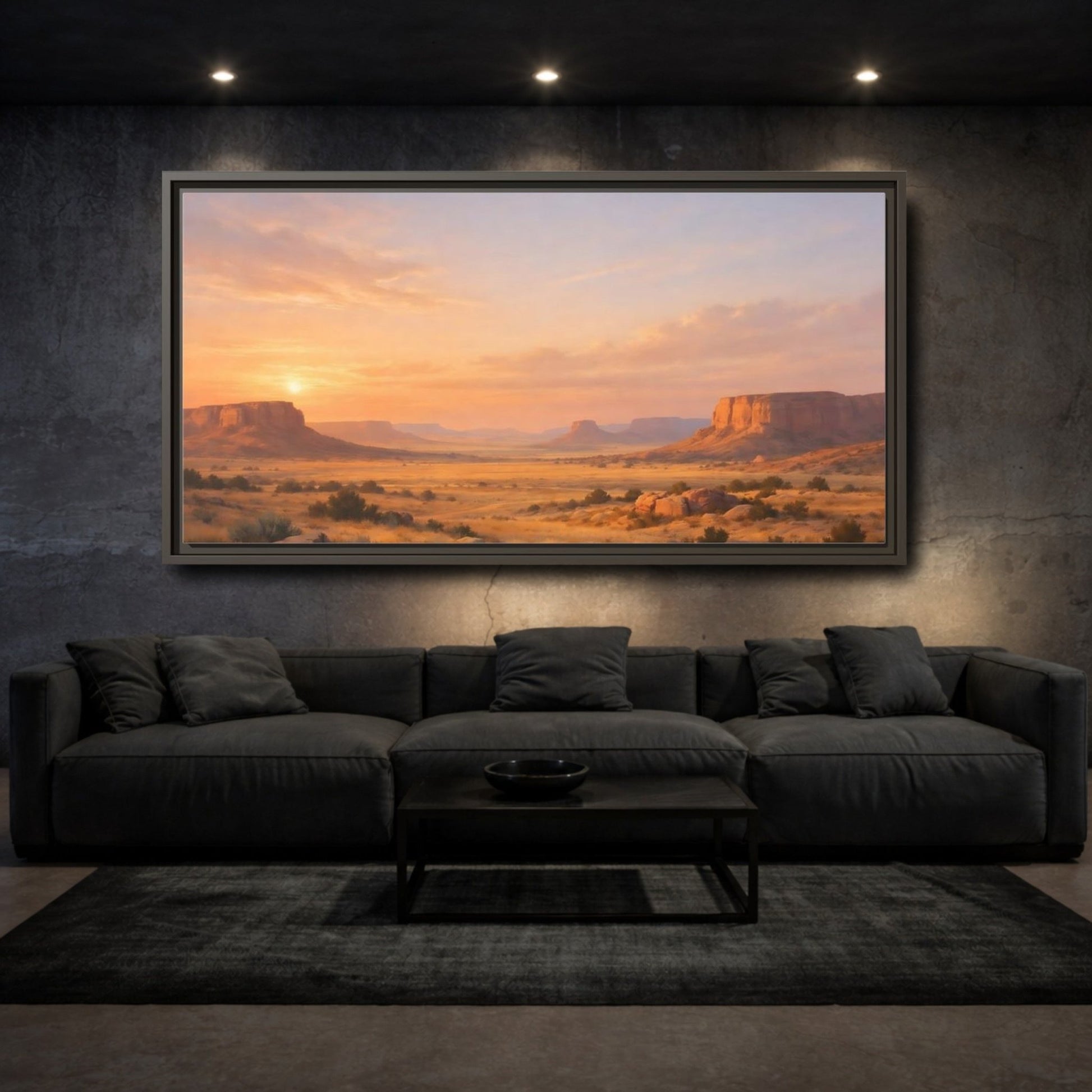 Landscape Nature Desert Orange And Gold - Framed Canvas Wall Art Print - YesArtYes