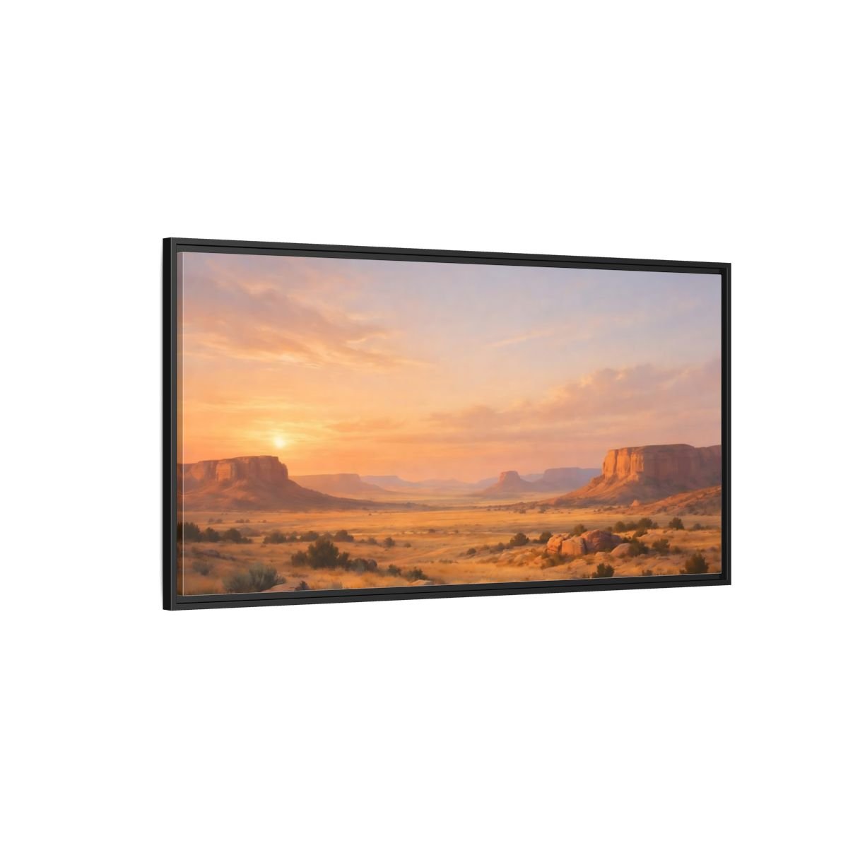 Landscape Nature Desert Orange And Gold - Framed Canvas Wall Art Print - YesArtYes