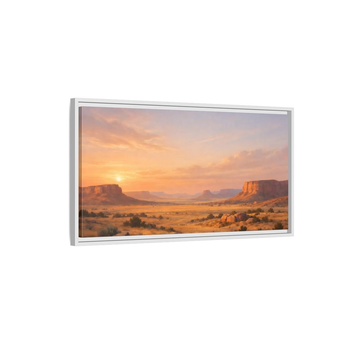 Landscape Nature Desert Orange And Gold - Framed Canvas Wall Art Print - YesArtYes