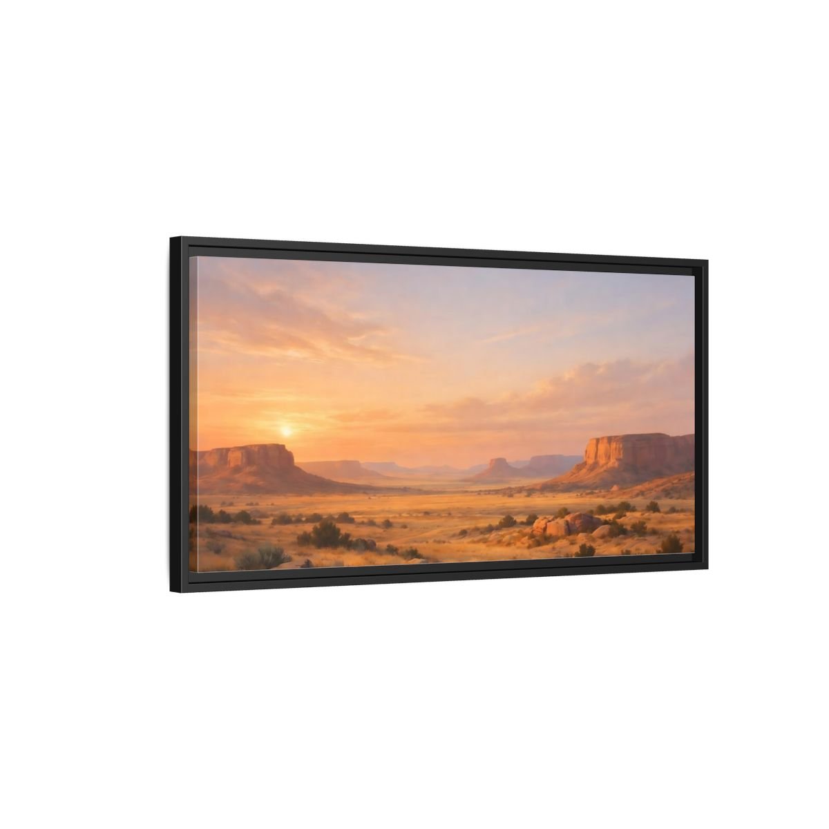 Landscape Nature Desert Orange And Gold - Framed Canvas Wall Art Print - YesArtYes