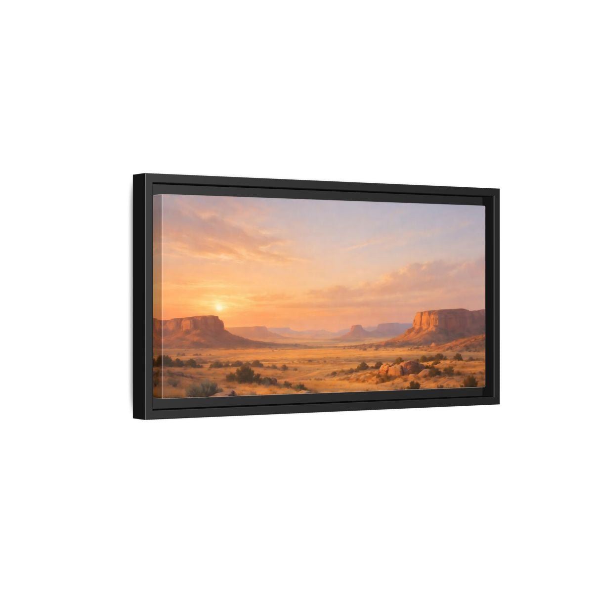 Landscape Nature Desert Orange And Gold - Framed Canvas Wall Art Print - YesArtYes