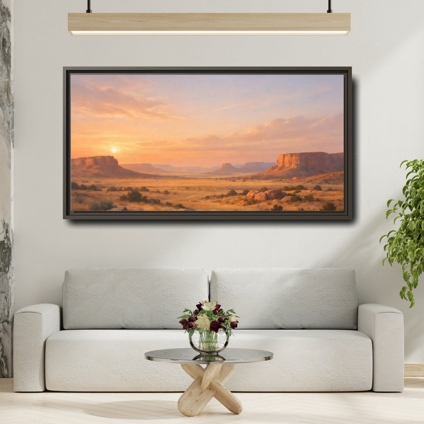 Landscape Nature Desert Orange And Gold - Framed Canvas Wall Art Print - YesArtYes