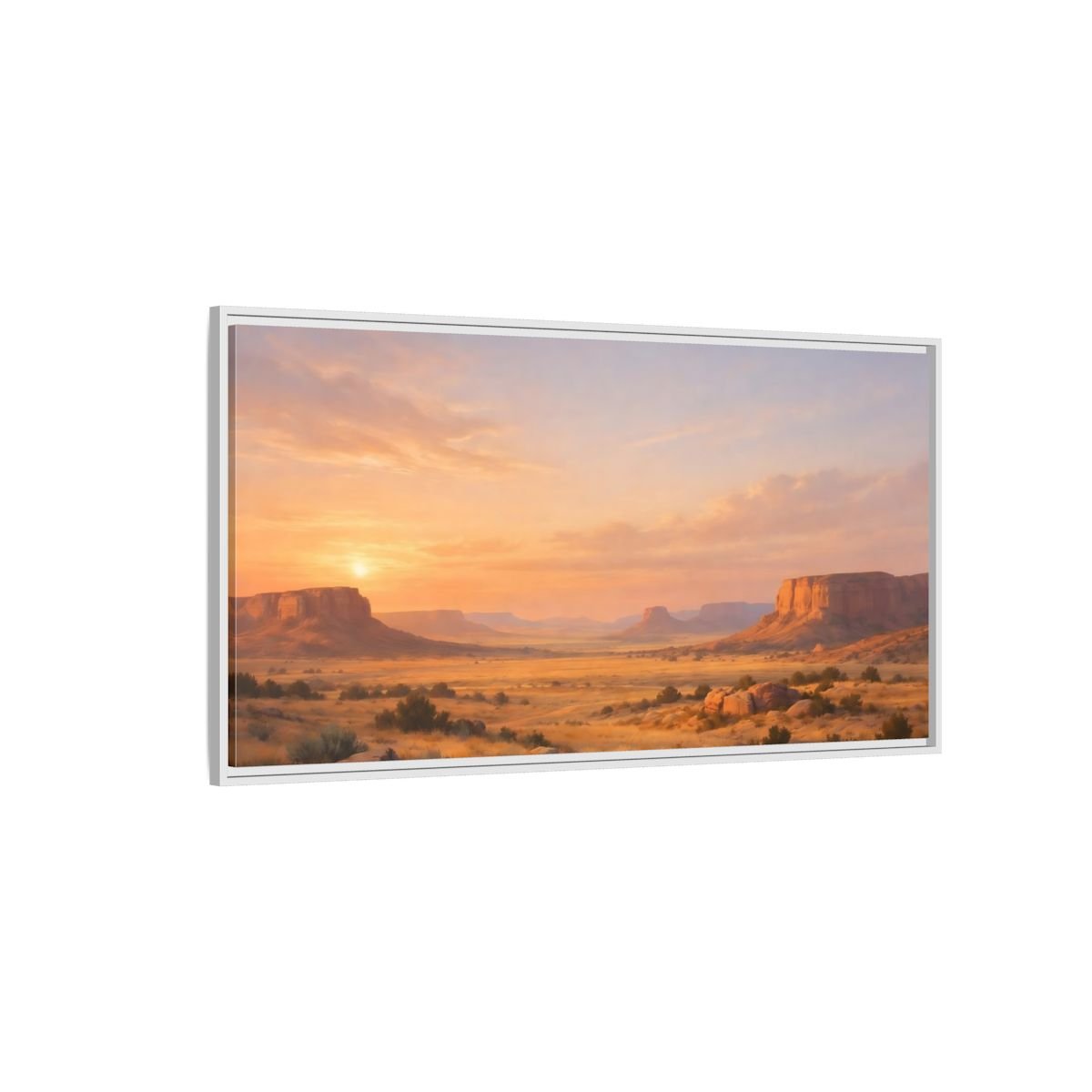 Landscape Nature Desert Orange And Gold - Framed Canvas Wall Art Print - YesArtYes