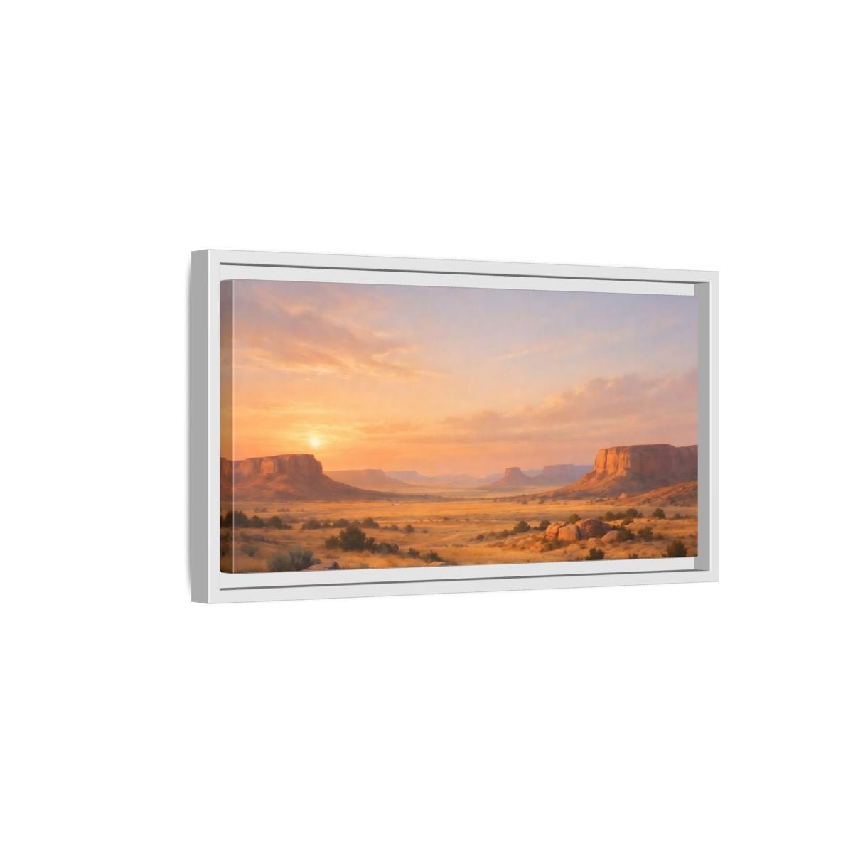 Landscape Nature Desert Orange And Gold - Framed Canvas Wall Art Print - YesArtYes