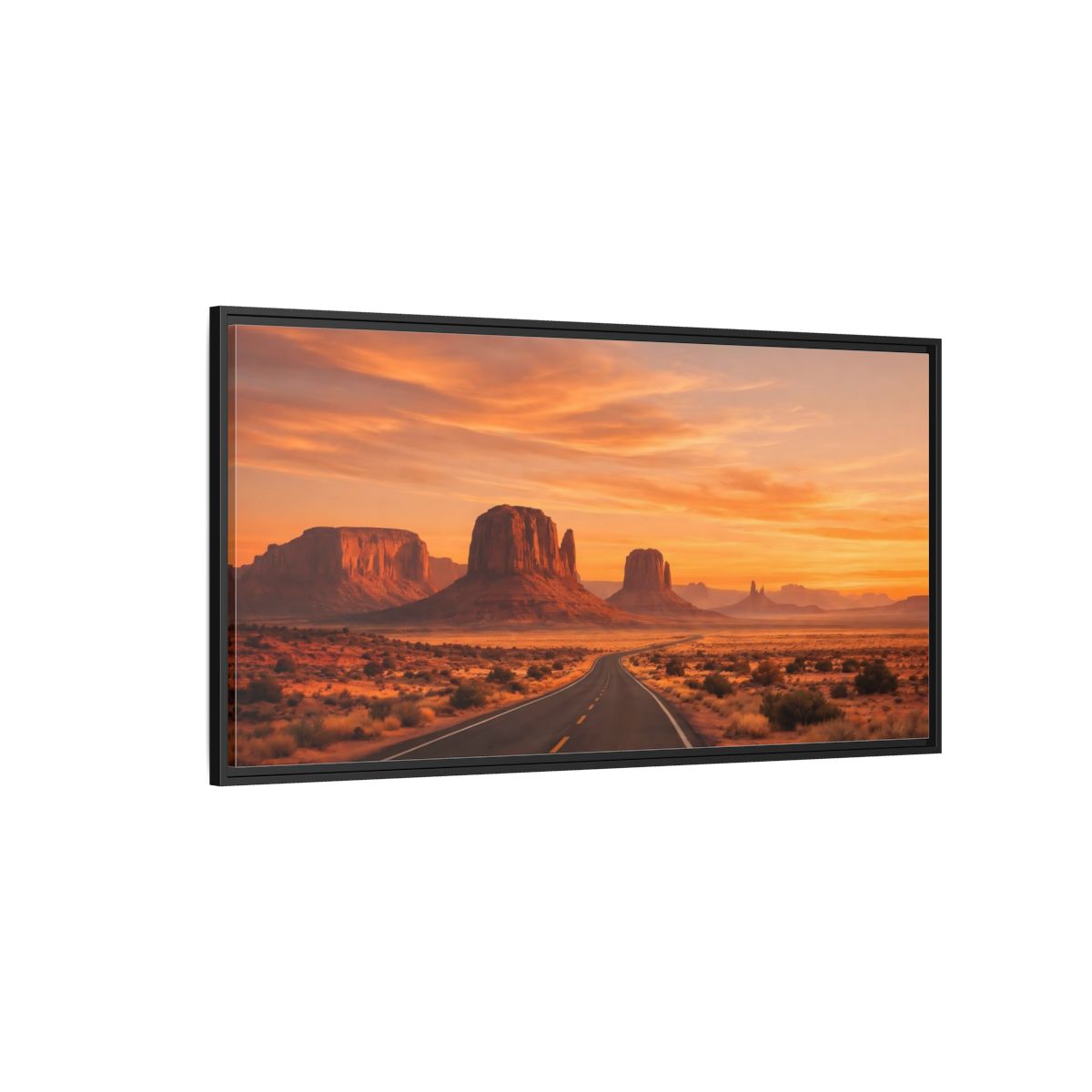 Side Mockup 5. Nature Desert Landscape Orange Desert Sunset shown as stretched canvas wall art
