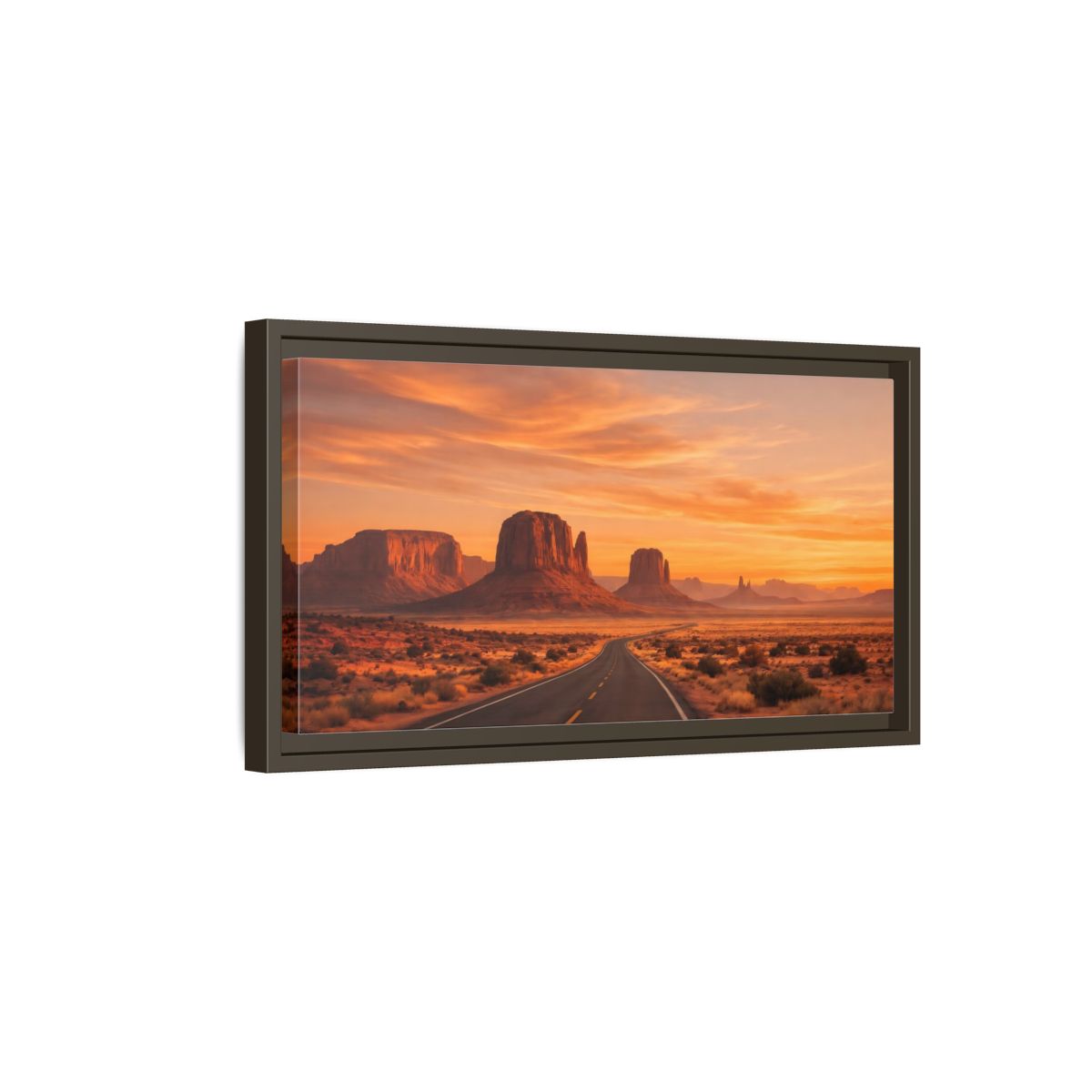 Side Mockup 7. Nature Desert Landscape Orange Desert Sunset shown as stretched canvas wall art