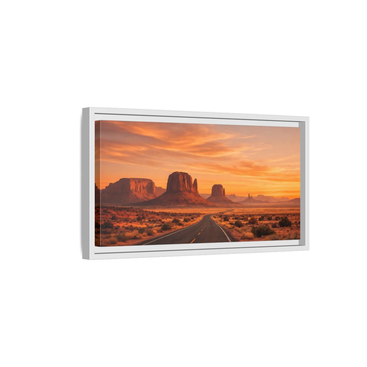 Side Mockup 6. Nature Desert Landscape Orange Desert Sunset shown as stretched canvas wall art