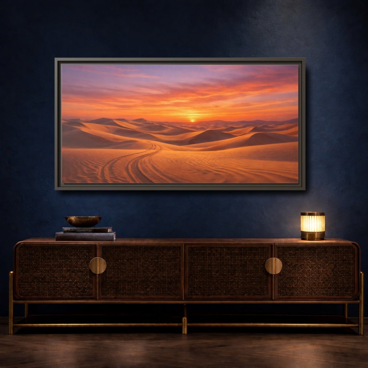 Landscape Nature Desert Sunset - Framed Canvas Wall Art Print - YesArtYes
