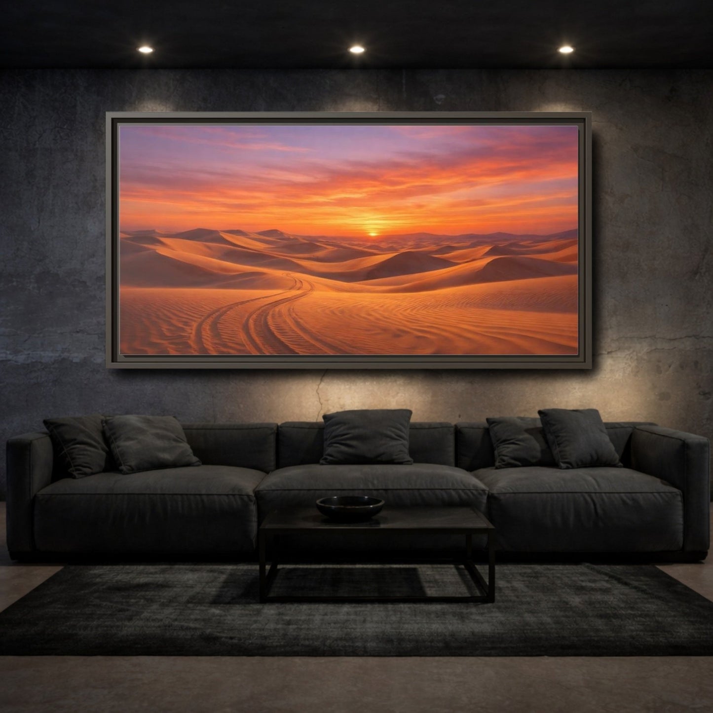 Landscape Nature Desert Sunset - Framed Canvas Wall Art Print - YesArtYes