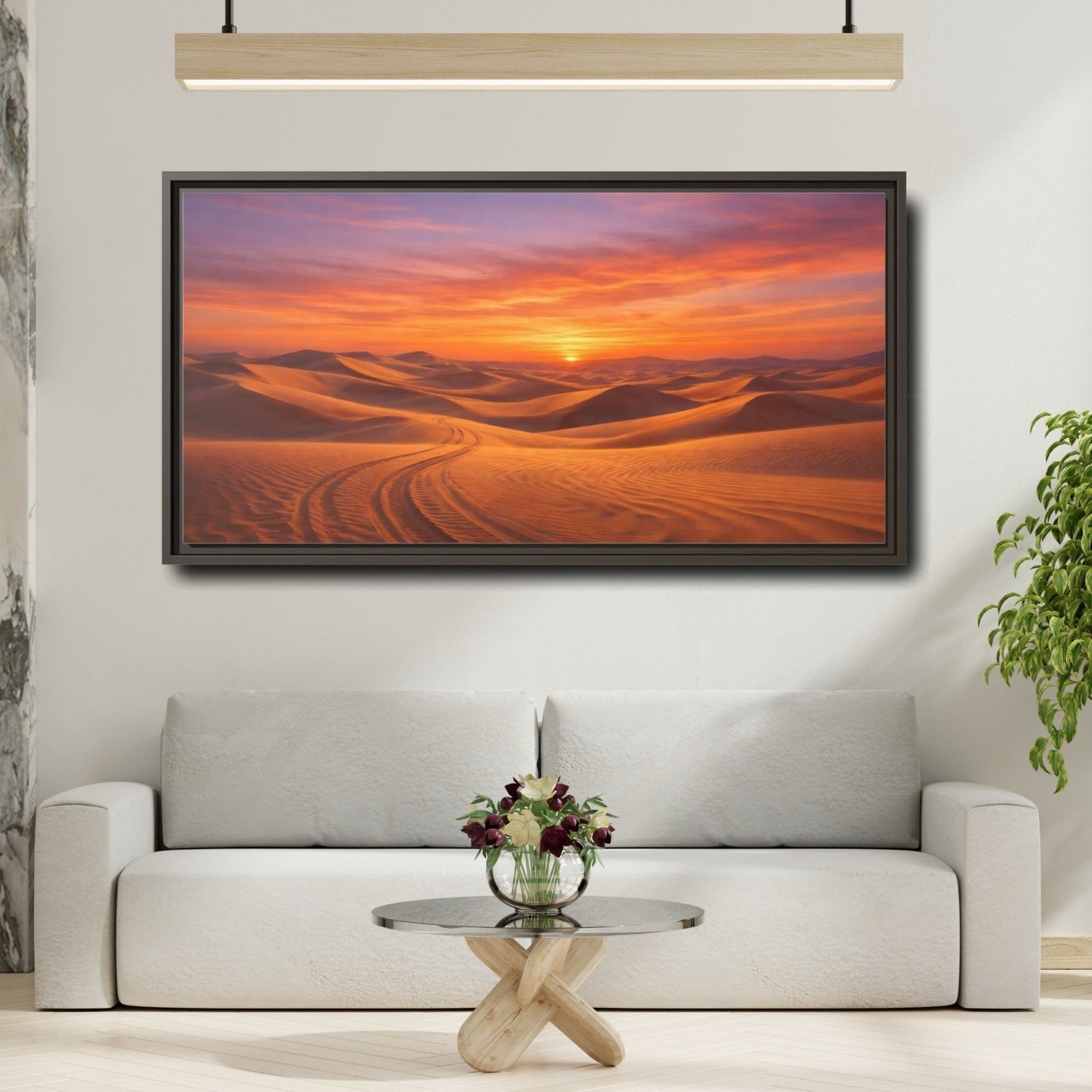 Landscape Nature Desert Sunset - Framed Canvas Wall Art Print - YesArtYes
