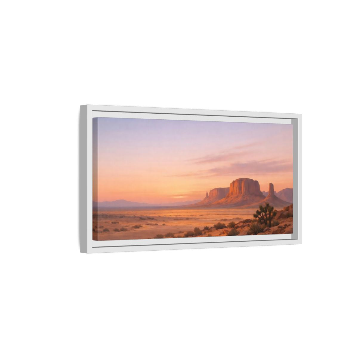 Side Mockup 6. Nature Desert Landscape Desert Sunset shown as stretched canvas wall art