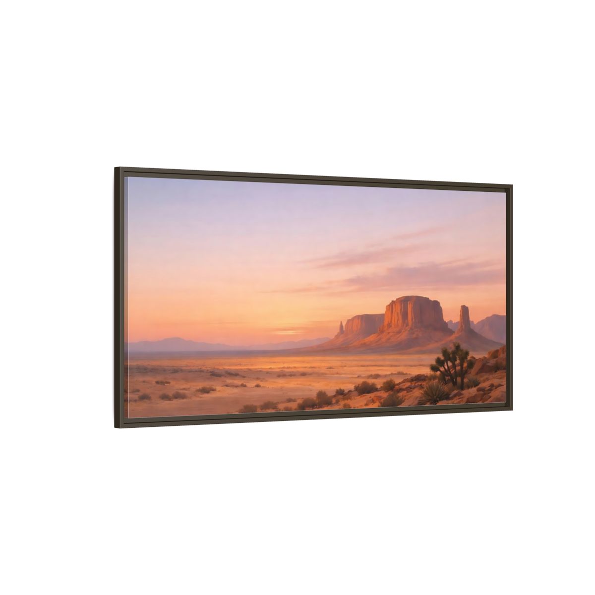Side Mockup 4. Nature Desert Landscape Desert Sunset shown as stretched canvas wall art