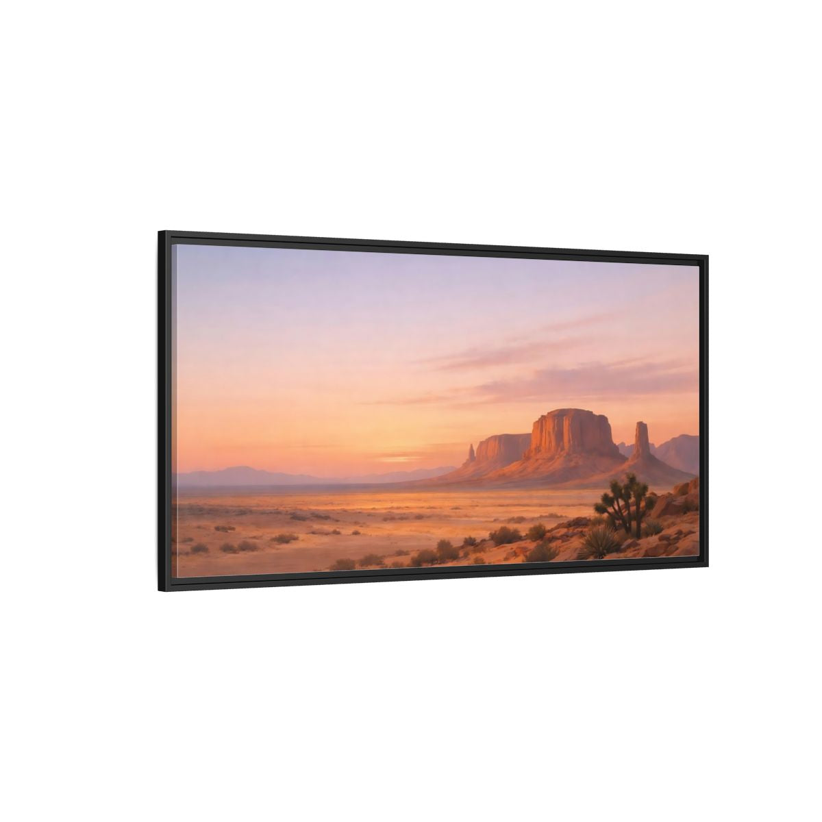Side Mockup 5. Nature Desert Landscape Desert Sunset shown as stretched canvas wall art