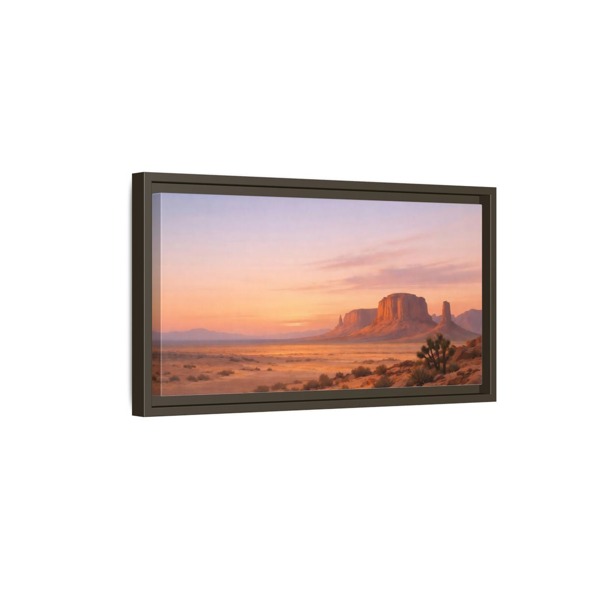 Side Mockup 7. Nature Desert Landscape Desert Sunset shown as stretched canvas wall art