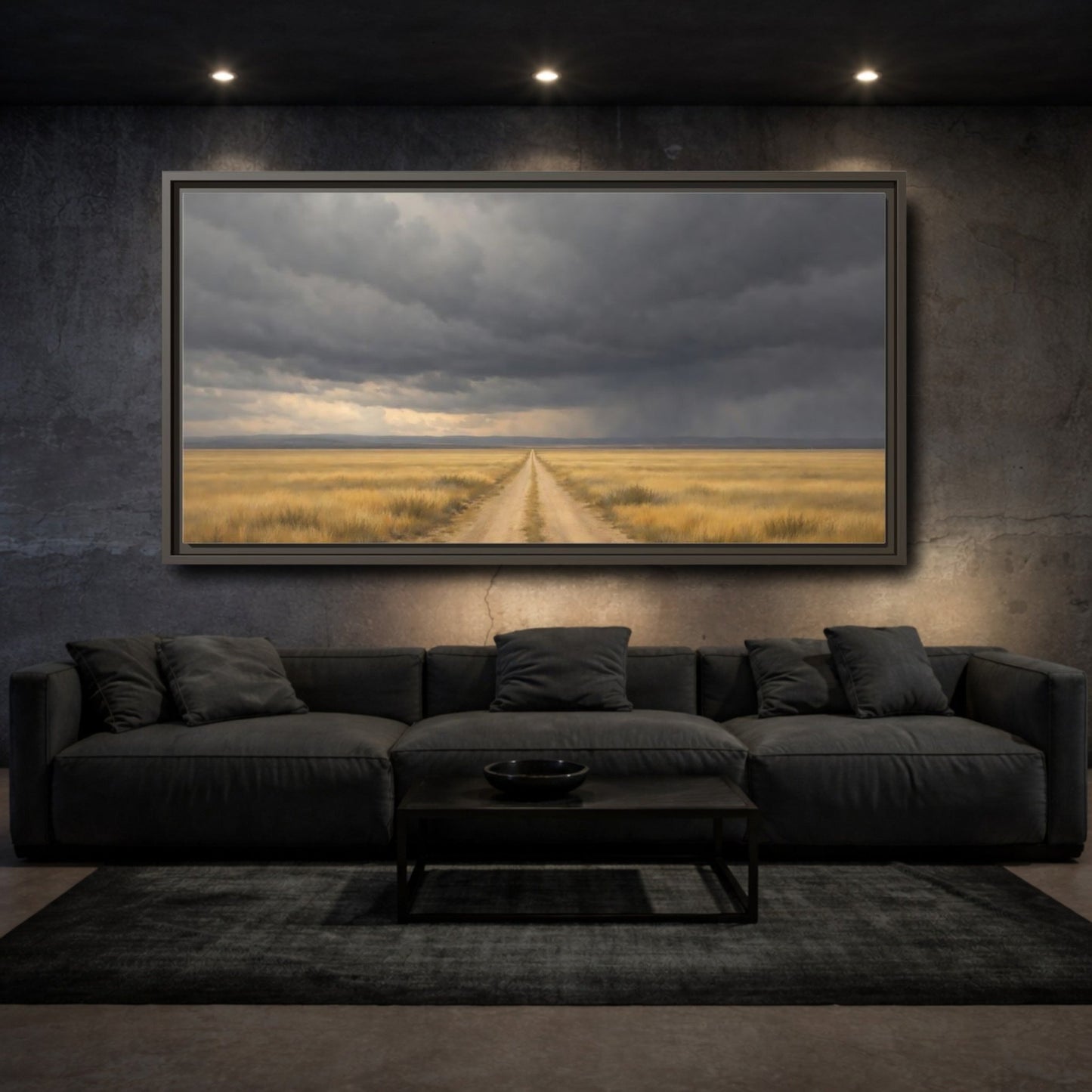 Landscape Nature Dirt Road Brown - Framed Canvas Wall Art Print - YesArtYes