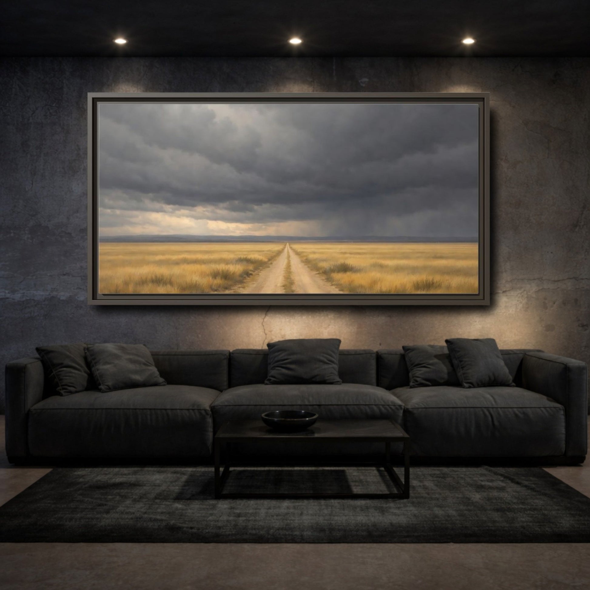 Landscape Nature Dirt Road Brown - Framed Canvas Wall Art Print - YesArtYes