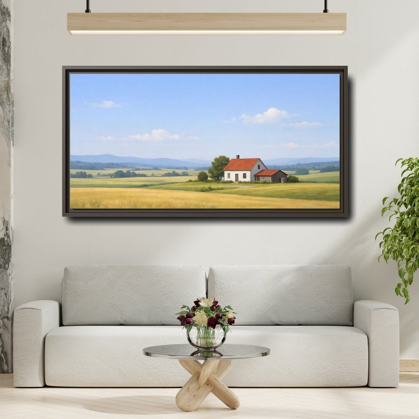 Landscape Nature Farmhouse - Framed Canvas Wall Art Print - YesArtYes