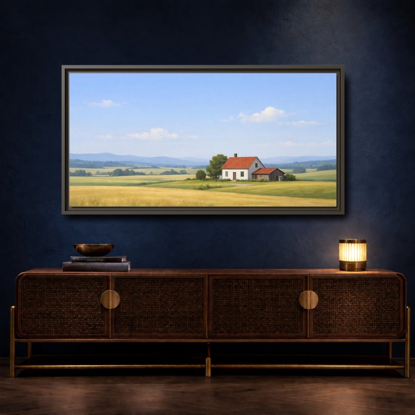 Landscape Nature Farmhouse - Framed Canvas Wall Art Print - YesArtYes
