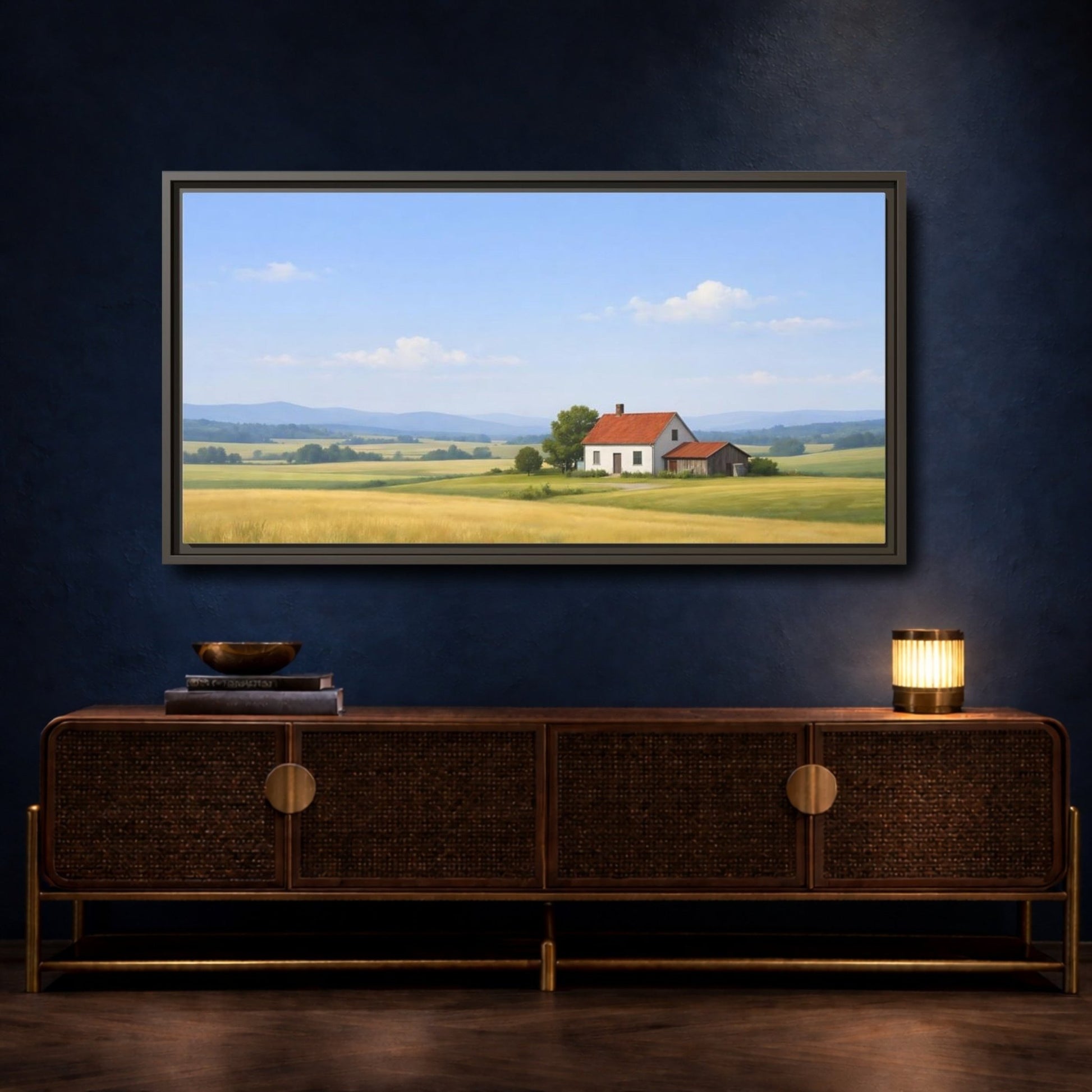 Landscape Nature Farmhouse - Framed Canvas Wall Art Print - YesArtYes