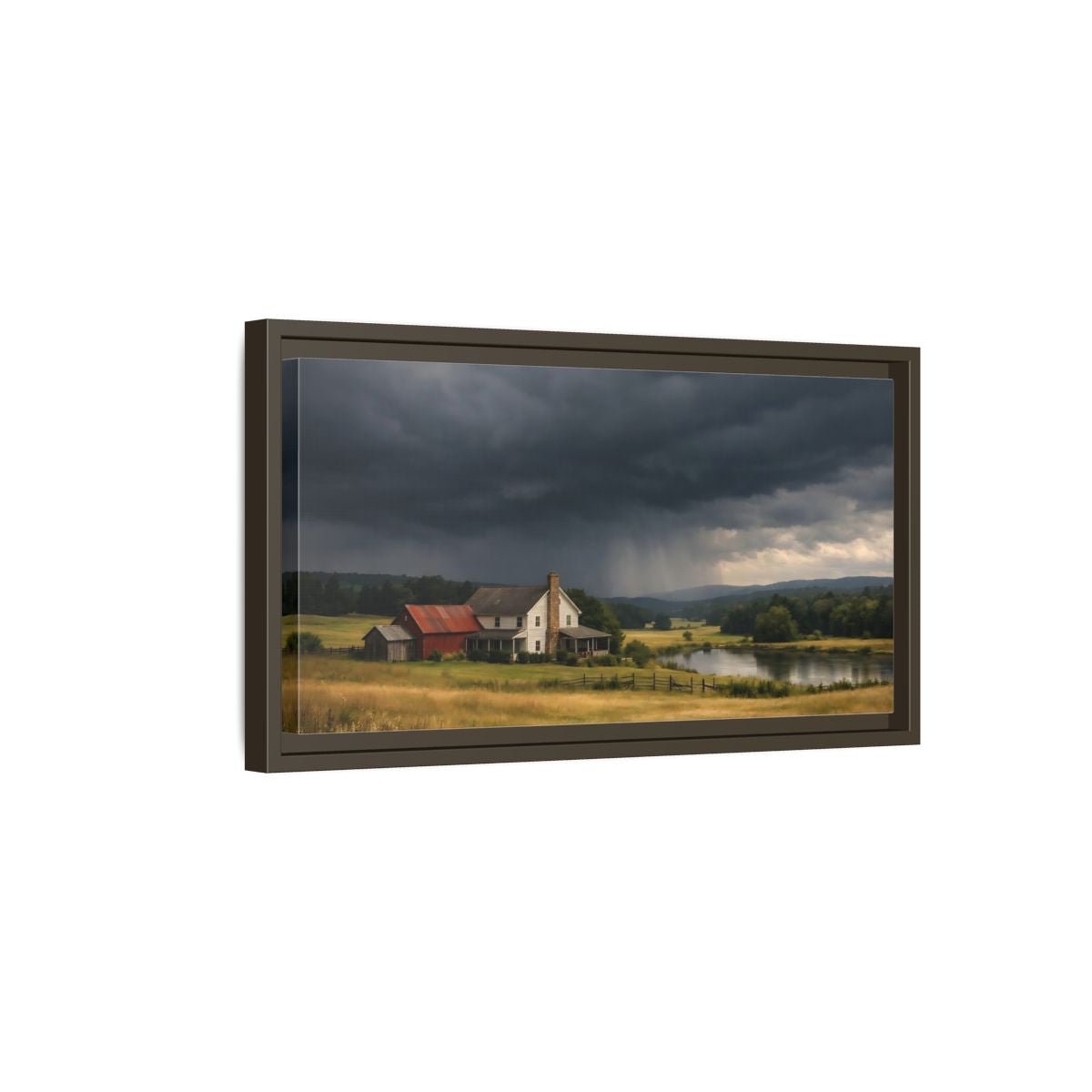 Landscape Nature Farmhouse Stormy - Framed Canvas Wall Art Print - YesArtYes