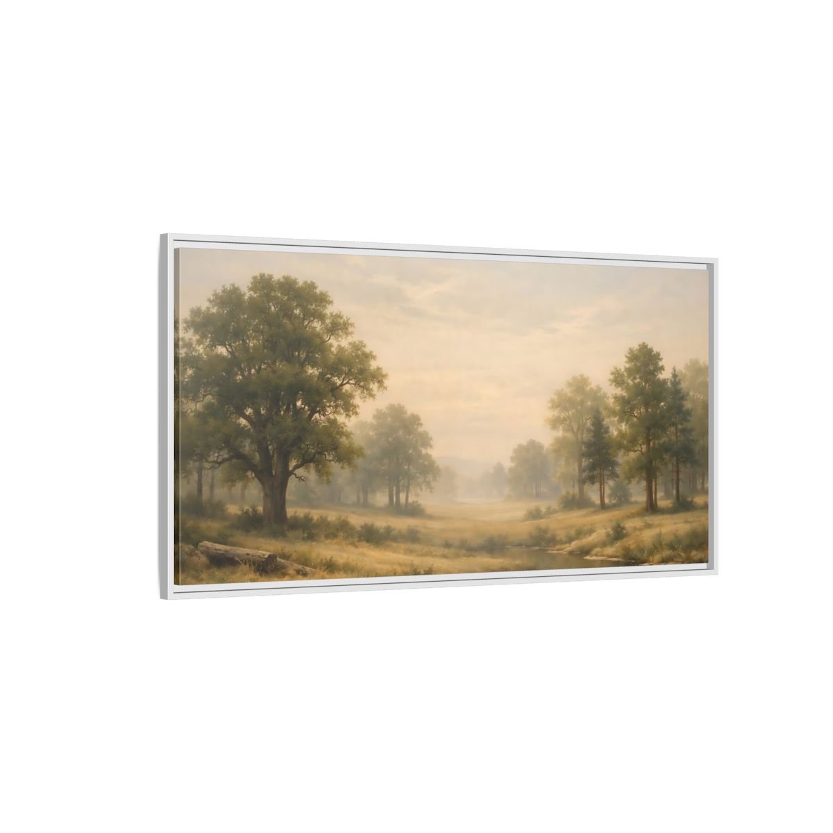 Landscape Nature Forest Green Gold - Framed Canvas Wall Art Print - YesArtYes